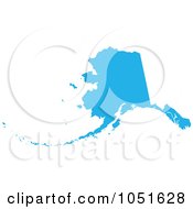 Poster, Art Print Of Blue Silhouetted Shape Of The State Of Alaska United States