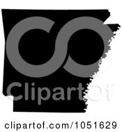 Black Silhouetted Shape Of The State Of Arkansas United States