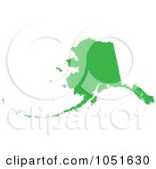 Poster, Art Print Of Green Silhouetted Shape Of The State Of Alaska United States