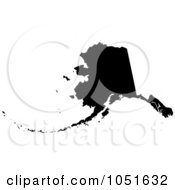 Poster, Art Print Of Black Silhouetted Shape Of The State Of Alaska United States