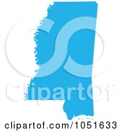 Poster, Art Print Of Blue Silhouetted Shape Of The State Of Mississippi United States