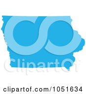 Blue Silhouetted Shape Of The State Of Iowa United States