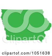 Green Silhouetted Shape Of The State Of Iowa United States