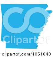 Blue Silhouetted Shape Of The State Of Arkansas United States