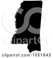 Poster, Art Print Of Black Silhouetted Shape Of The State Of Mississippi United States