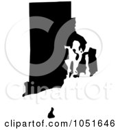 Poster, Art Print Of Black Silhouetted Shape Of The State Of Rhode Island United States