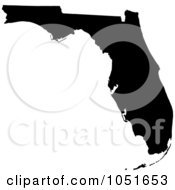 Black Silhouetted Shape Of The State Of Florida United States