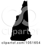 Poster, Art Print Of Black Silhouetted Shape Of The State Of New Hampshire United States