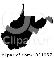 Royalty Free Vector Clip Art Illustration Of A Black Silhouetted Shape Of The State Of West Virginia United States