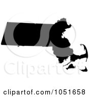 Black Silhouetted Shape Of The State Of Massachusetts United States