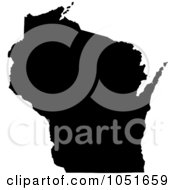 Royalty Free Vector Clip Art Illustration Of A Black Silhouetted Shape Of The State Of Wisconsin United States by Jamers #COLLC1051659-0013
