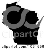 Black Silhouetted Shape Of The State Of Wisconsin United States