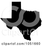 Black Silhouetted Shape Of The State Of Texas United States by Jamers