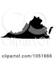 Poster, Art Print Of Black Silhouetted Shape Of The State Of Virginia United States