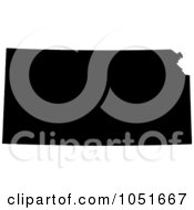 Royalty Free Vector Clip Art Illustration Of A Black Silhouetted Shape Of The State Of Kansas United States