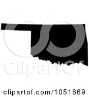 Poster, Art Print Of Black Silhouetted Shape Of The State Of Oklahoma United States