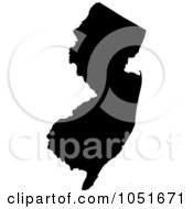 Black Silhouetted Shape Of The State Of New Jersey United States