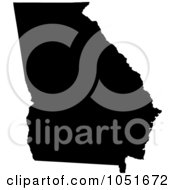 Black Silhouetted Shape Of The State Of Georgia United States