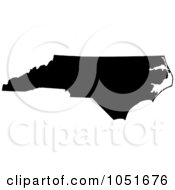 Poster, Art Print Of Black Silhouetted Shape Of The State Of North Carolina United States