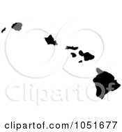 Poster, Art Print Of Black Silhouetted Shape Of The State Of Hawaii United States