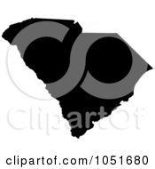 Poster, Art Print Of Black Silhouetted Shape Of The State Of South Carolina United States