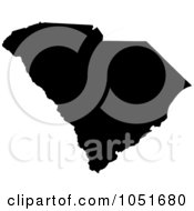 Black Silhouetted Shape Of The State Of South Carolina United States