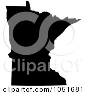 Poster, Art Print Of Black Silhouetted Shape Of The State Of Minnesota United States