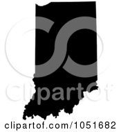 Black Silhouetted Shape Of The State Of Indiana United States by Jamers