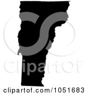 Poster, Art Print Of Black Silhouetted Shape Of The State Of Vermont United States