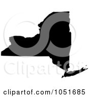 Black Silhouetted Shape Of The State Of New York United States
