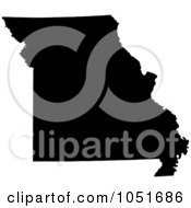 Royalty Free Vector Clip Art Illustration Of A Black Silhouetted Shape Of The State Of Missouri United States