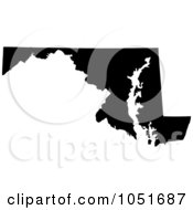 Poster, Art Print Of Black Silhouetted Shape Of The State Of Maryland United States