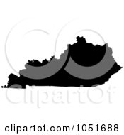 Poster, Art Print Of Black Silhouetted Shape Of The State Of Kentucky United States