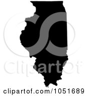 Poster, Art Print Of Black Silhouetted Shape Of The State Of Illinois United States
