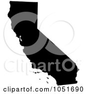 Poster, Art Print Of Black Silhouetted Shape Of The State Of California United States