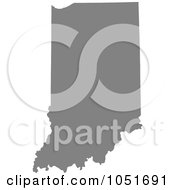 Poster, Art Print Of Gray Silhouetted Shape Of The State Of Indiana United States