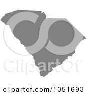 Poster, Art Print Of Gray Silhouetted Shape Of The State Of South Carolina United States