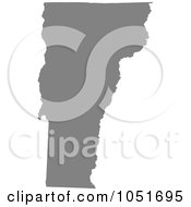 Poster, Art Print Of Gray Silhouetted Shape Of The State Of Vermont United States