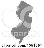 Poster, Art Print Of Gray Silhouetted Shape Of The State Of New Jersey United States