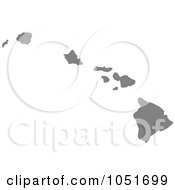 Royalty Free Vector Clip Art Illustration Of A Gray Silhouetted Shape Of The State Of Hawaii United States by Jamers