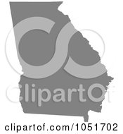 Poster, Art Print Of Gray Silhouetted Shape Of The State Of Georgia United States