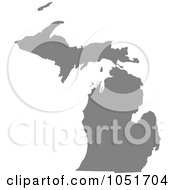 Poster, Art Print Of Gray Silhouetted Shape Of The State Of Michigan United States