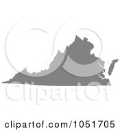 Poster, Art Print Of Gray Silhouetted Shape Of The State Of Virginia United States