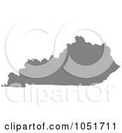 Poster, Art Print Of Gray Silhouetted Shape Of The State Of Kentucky United States
