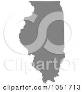 Poster, Art Print Of Gray Silhouetted Shape Of The State Of Illinois United States