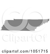 Poster, Art Print Of Gray Silhouetted Shape Of The State Of Tennessee United States