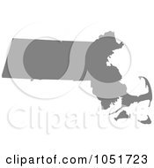 Gray Silhouetted Shape Of The State Of Massachusetts United States