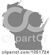 Poster, Art Print Of Gray Silhouetted Shape Of The State Of Wisconsin United States