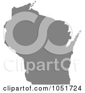 Gray Silhouetted Shape Of The State Of Wisconsin United States