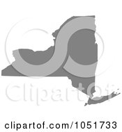 Poster, Art Print Of Gray Silhouetted Shape Of The State Of New York United States